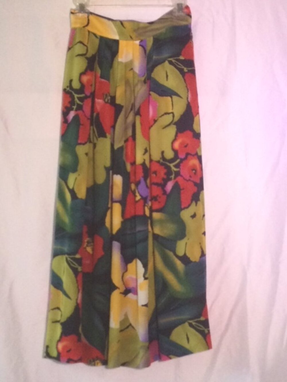 Jones New York 100% Silk Floral Midi Skirt Size 8 Pleated Lined Colorful